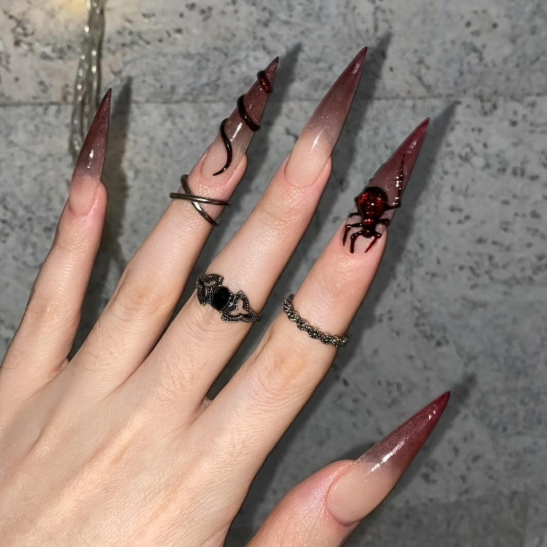 Lilith's fangs - 10pcs handmade long pointed press-on nails