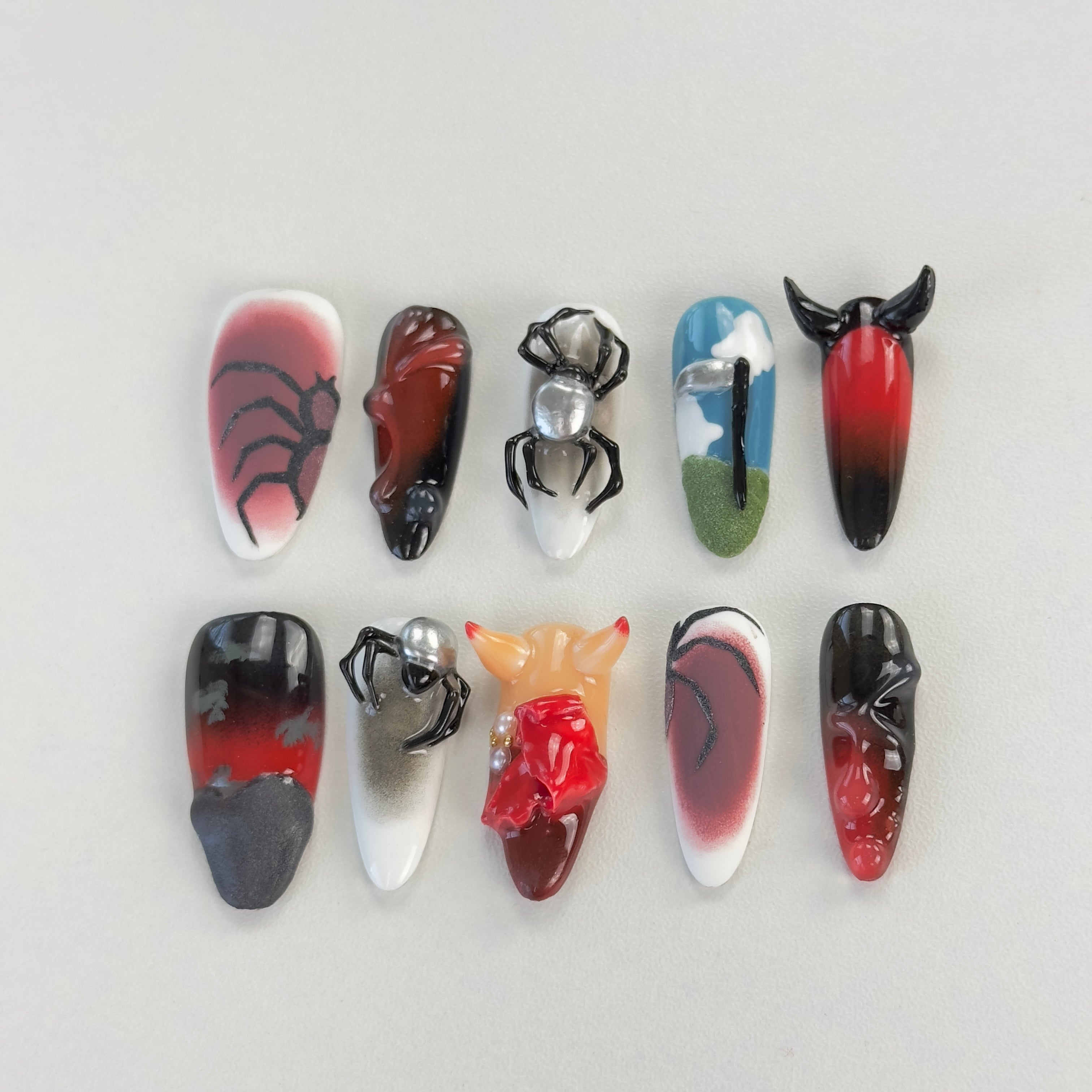 Wicked & Devilish halloween press-ons - 10 pcs set