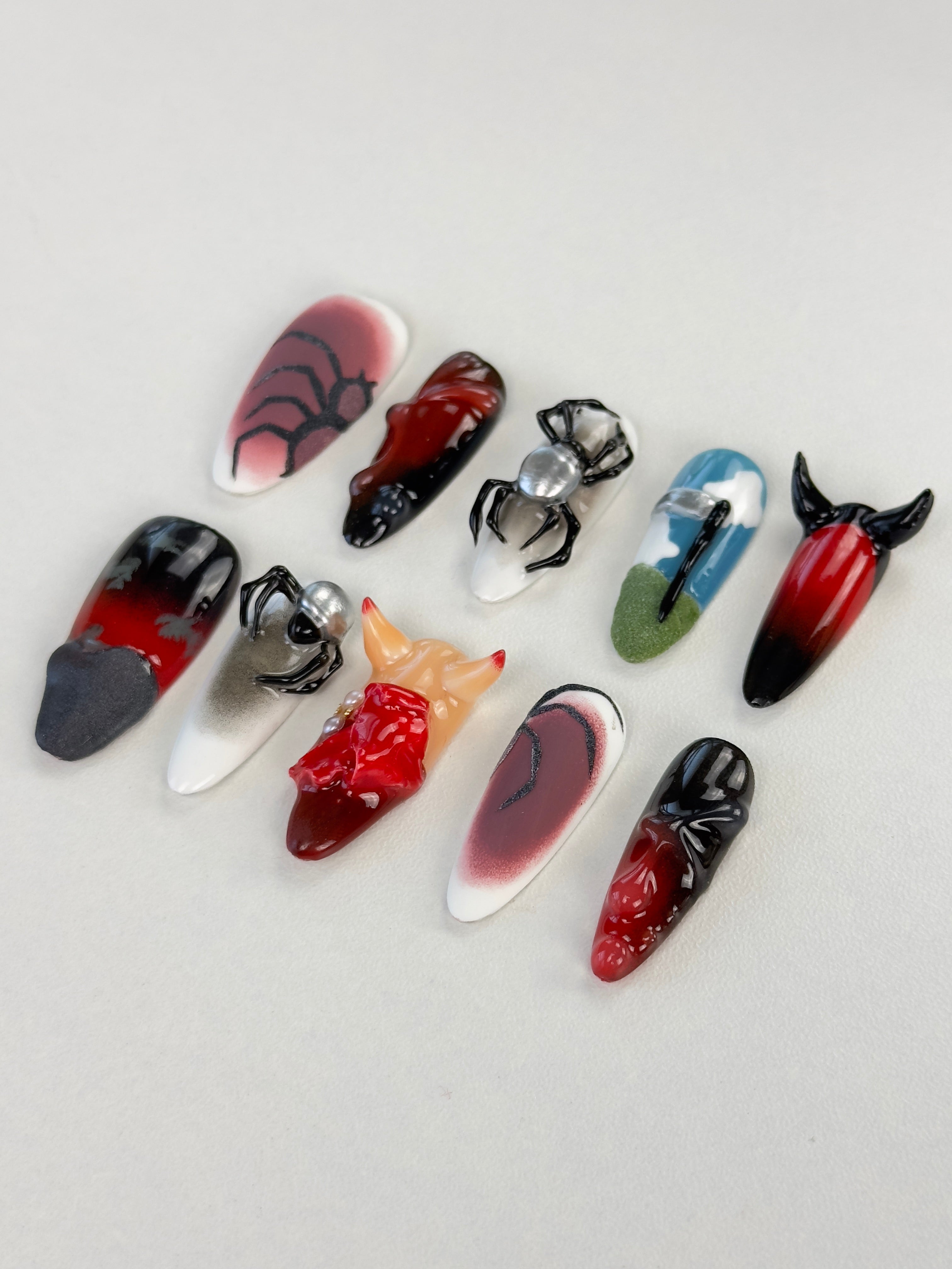 Wicked & Devilish halloween press-ons - 10 pcs set