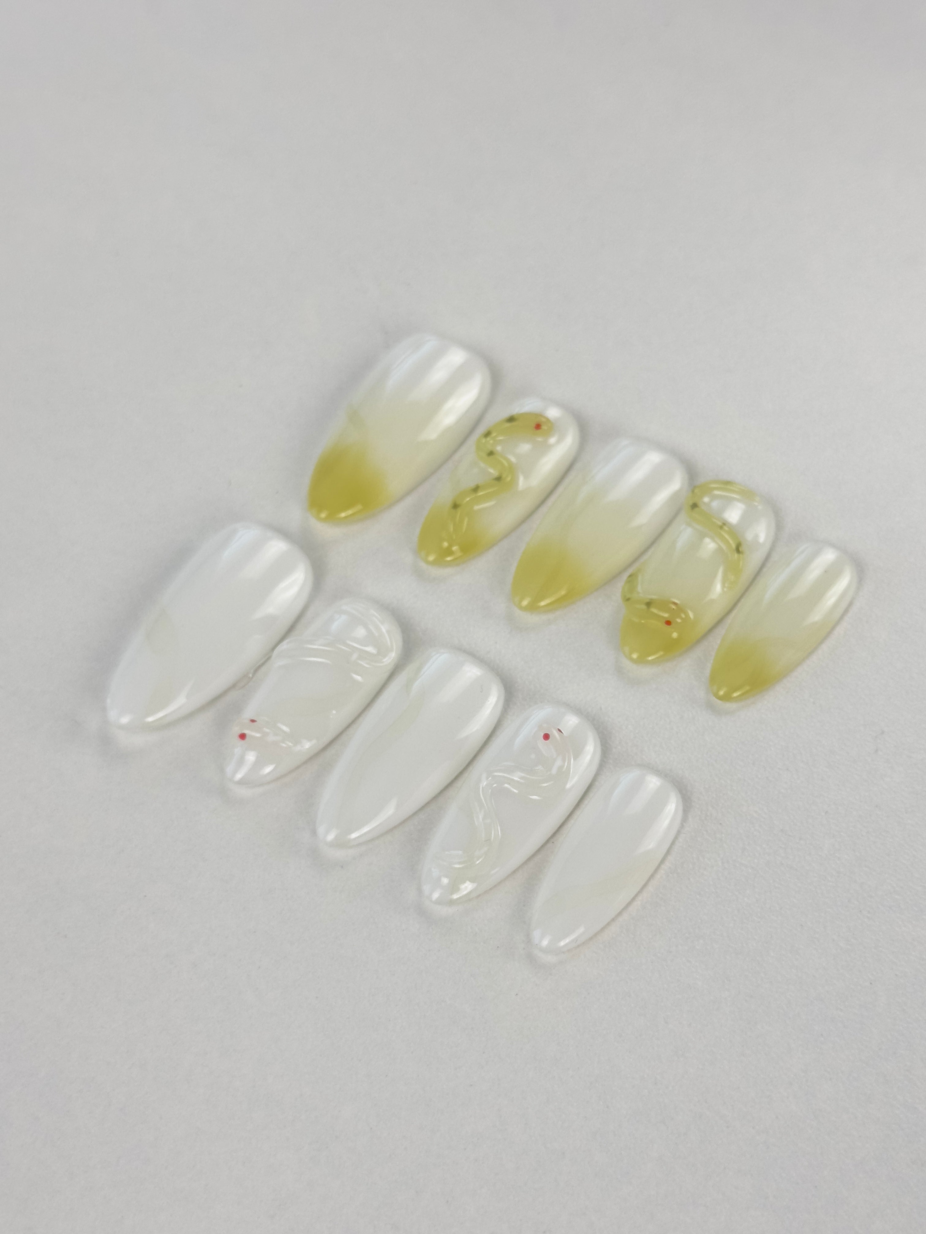 Forest Serpent handmade almond press on nails - 10 Pcs Set