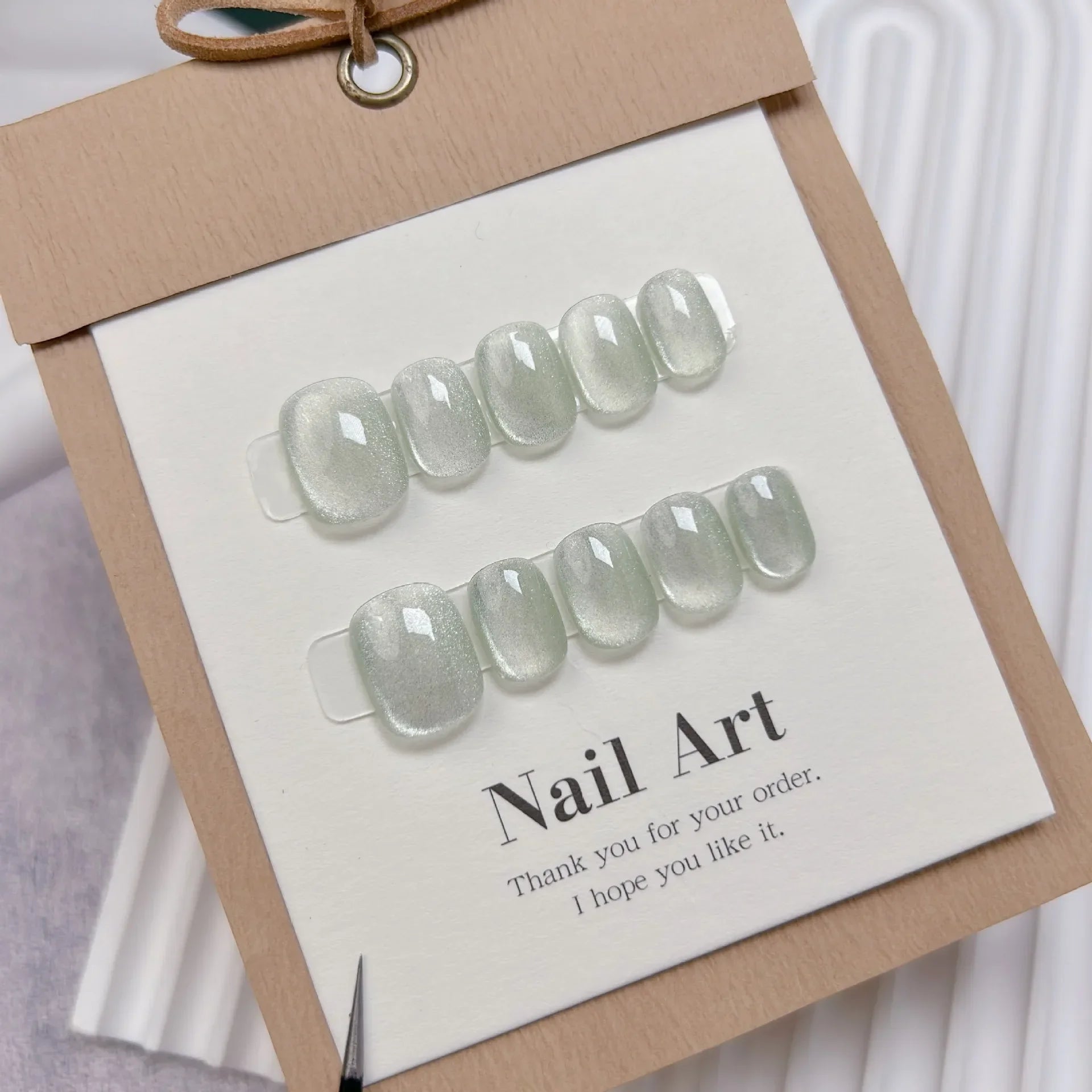 Mint shimmer elegance press-on nails - Exclusive 10-piece set