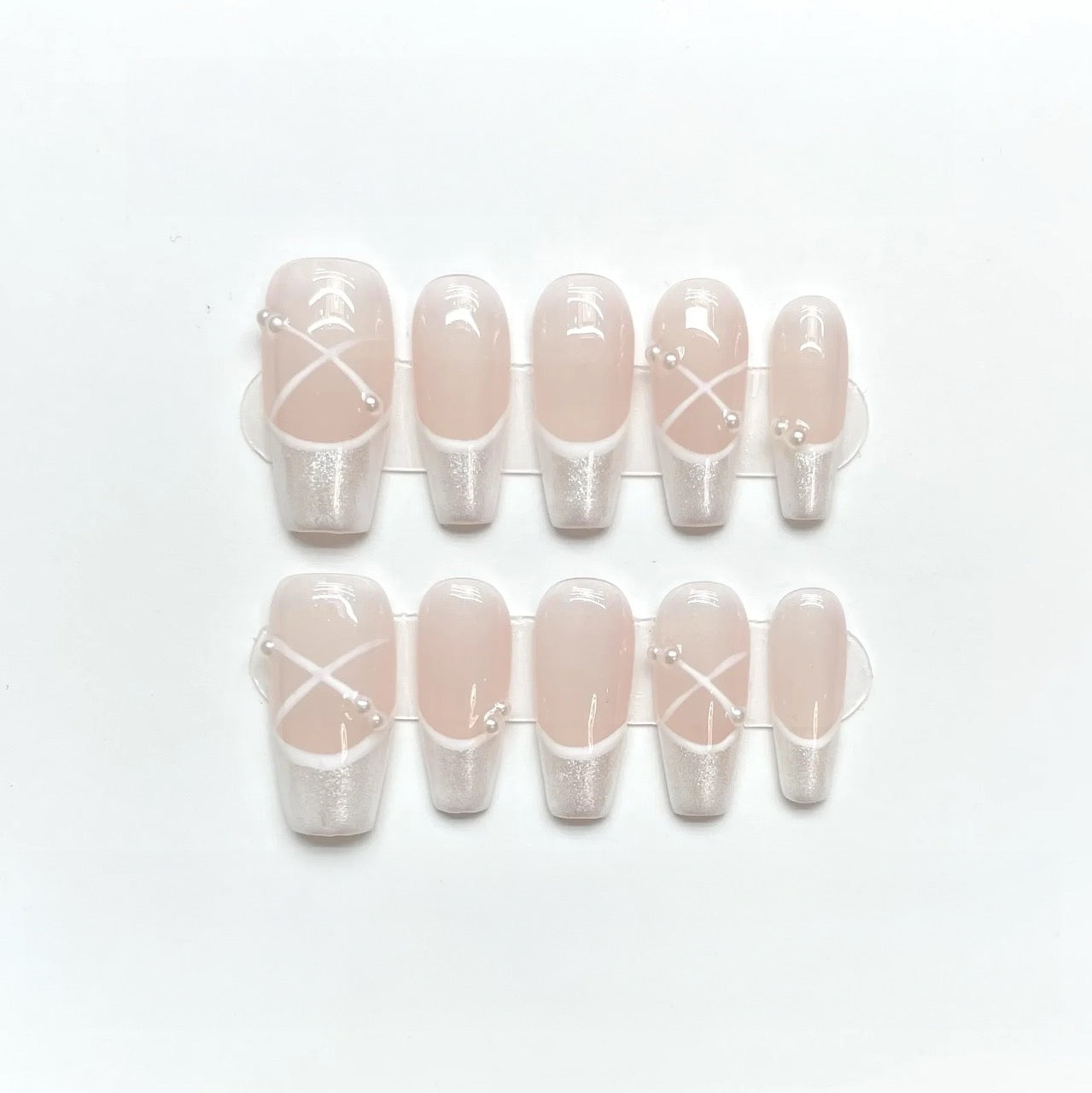 White pearl press-on nails - Exclusive 10-piece set