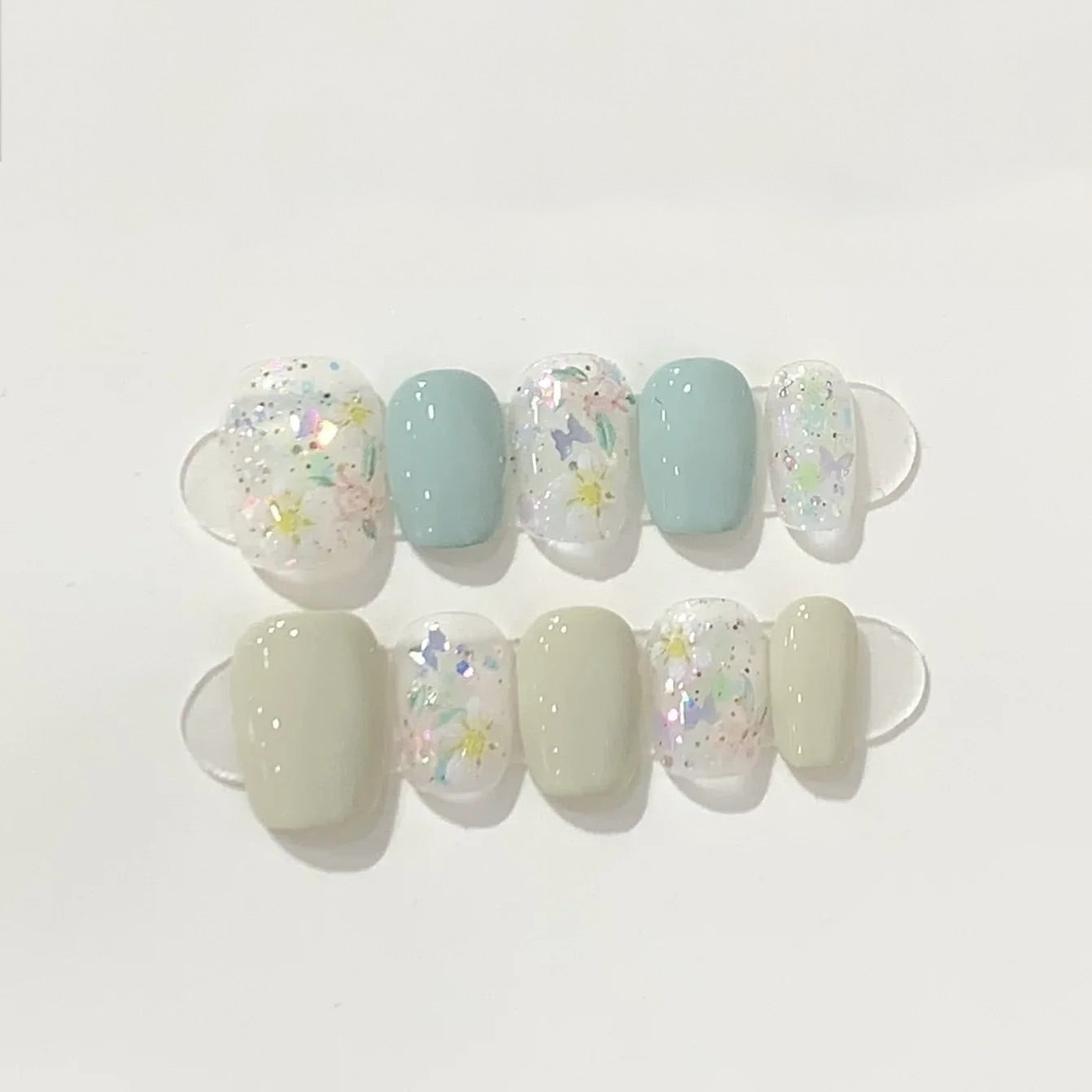 Mint gold chic press-on nails - Exclusive 10-piece set