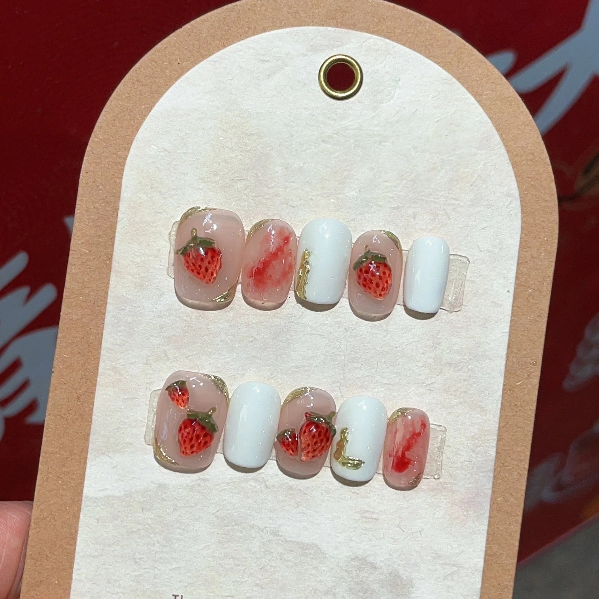 Strawberry fields press-on nails - Exclusive 10-piece set