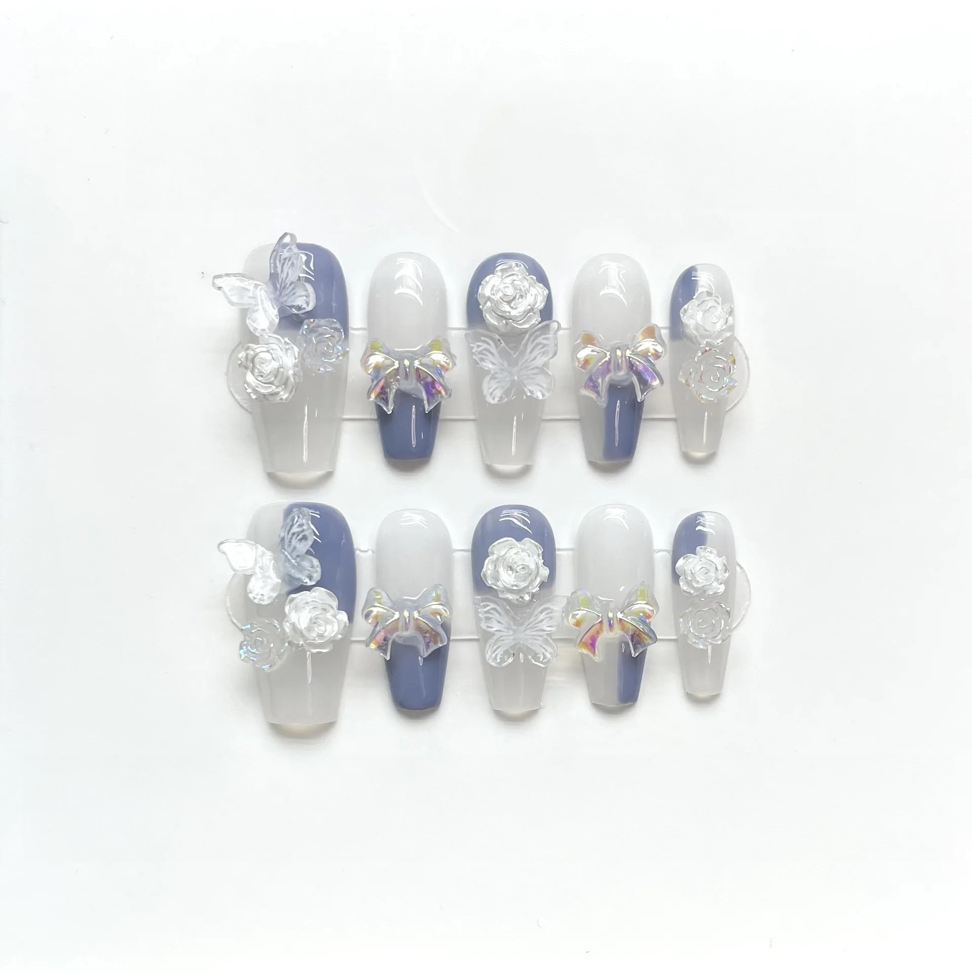 Royal blossom glam press-on nails - Exclusive 10-piece set