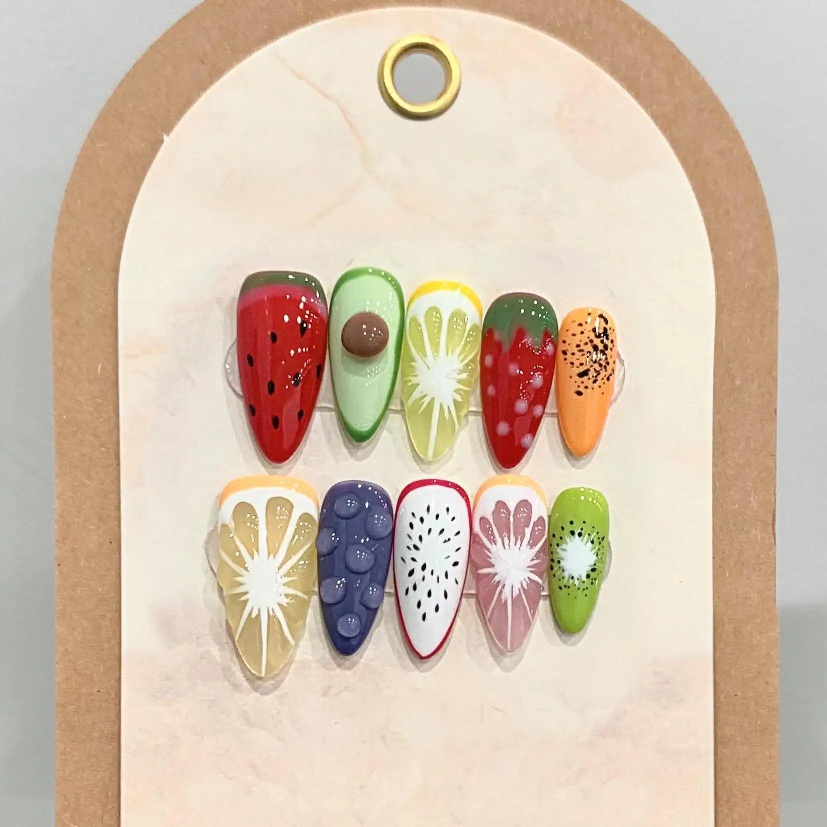 Fresh fruit frenzy press-on nails - vibrant 10-piece set