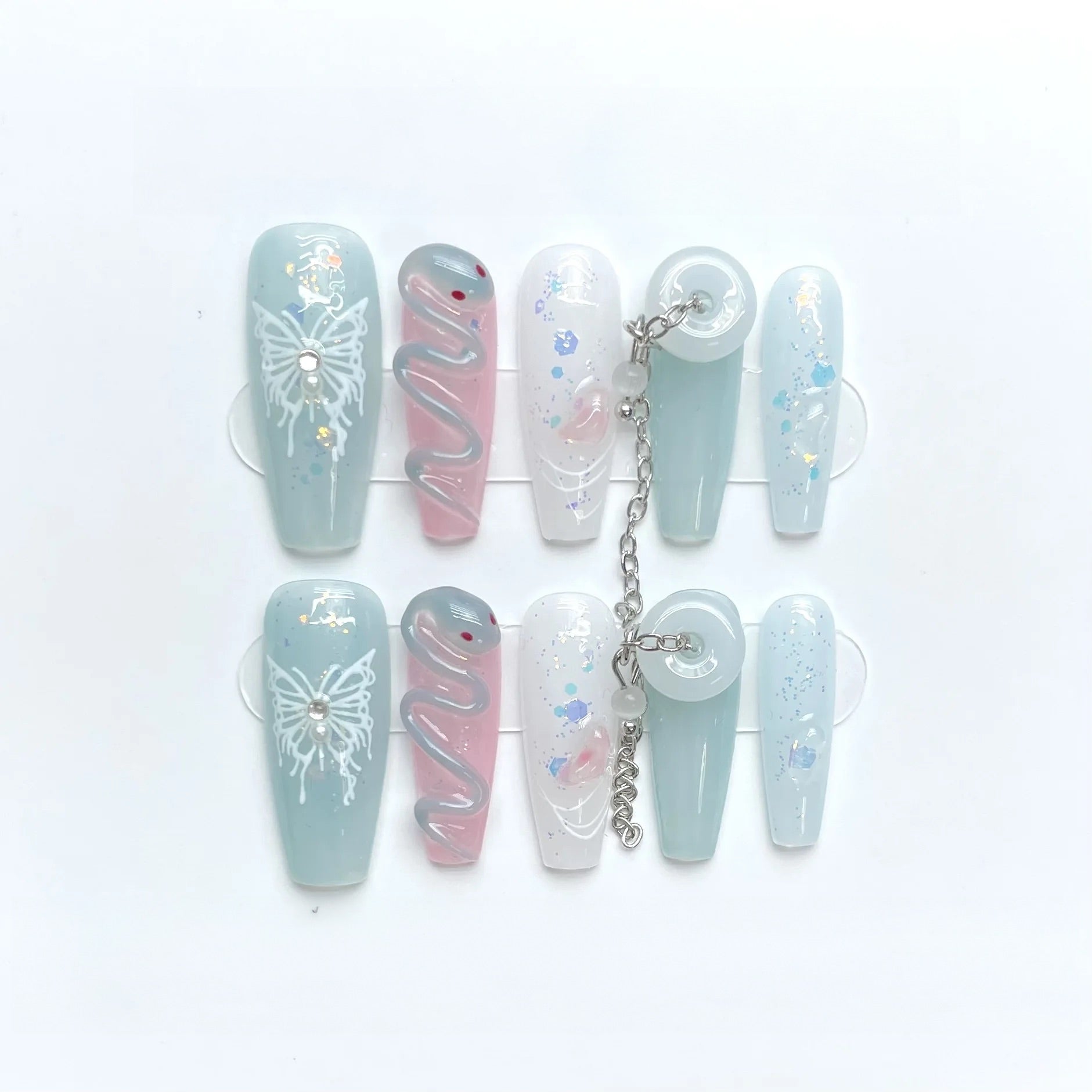 Butterfly dreams press-on nails - Elegant 10-piece set