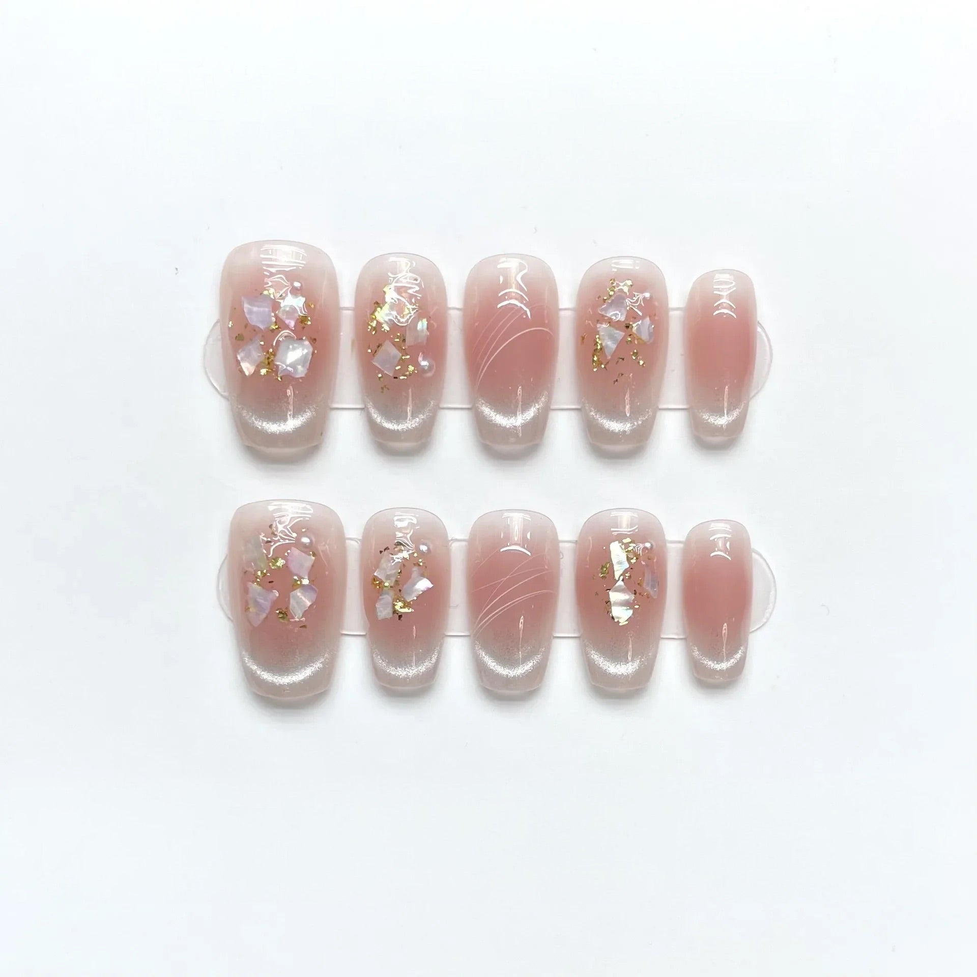 Petal pink shimmer press-on nails - Exclusive 10-piece set