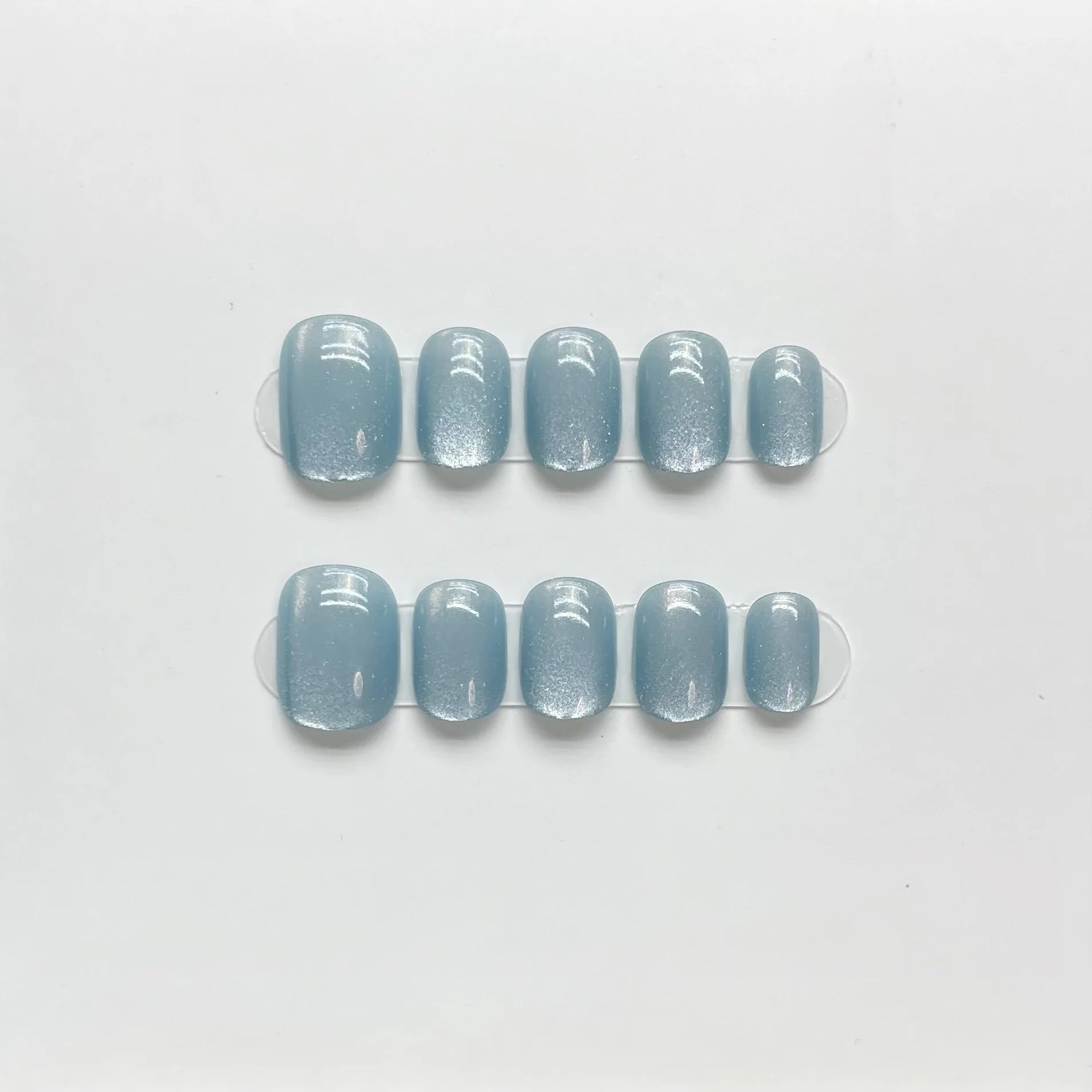 Sky blue shimmer press-on nails - Exclusive 10-piece set