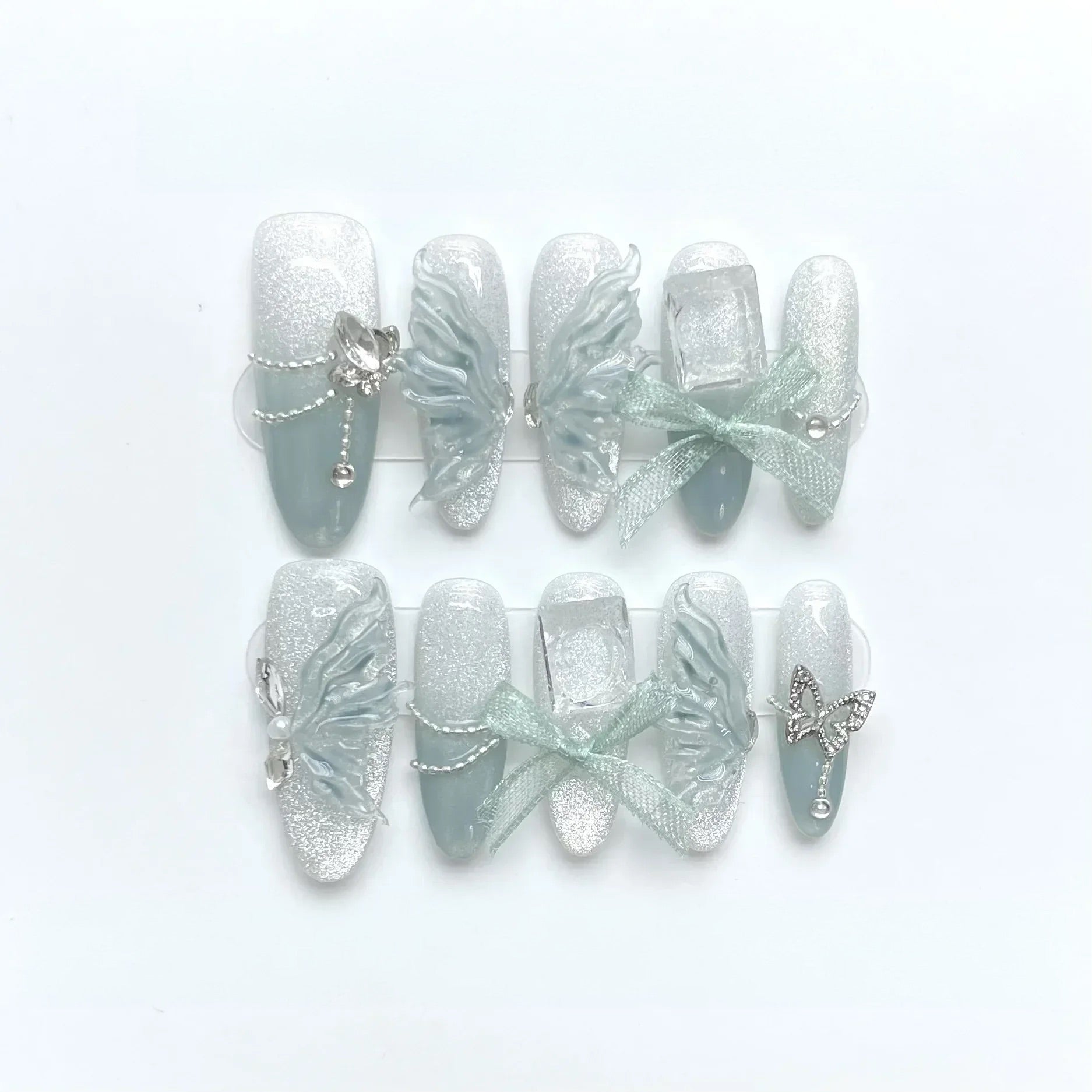 Fairy tale frost press-on nails - Elegant 10-piece set