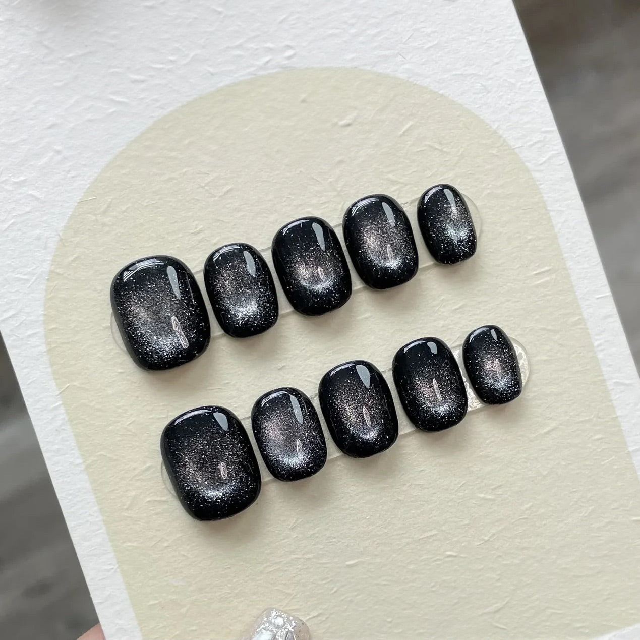 Black Cat Eye Press On Nails - 10 pcs set